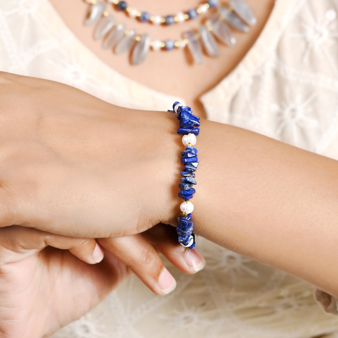 Lapis Lazuli and Pearl Bracelet - Wisdom & Purity