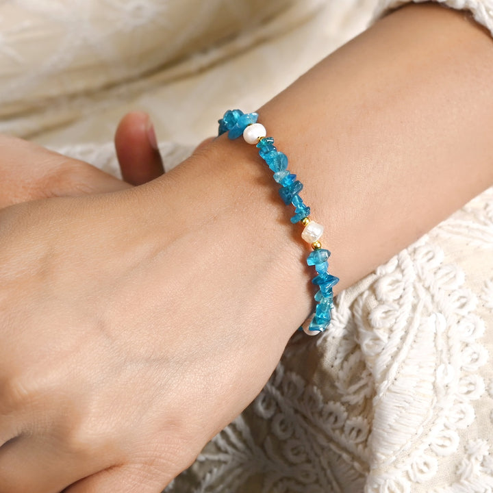 Apatite and Pearl Bracelet - Clarity & Purity