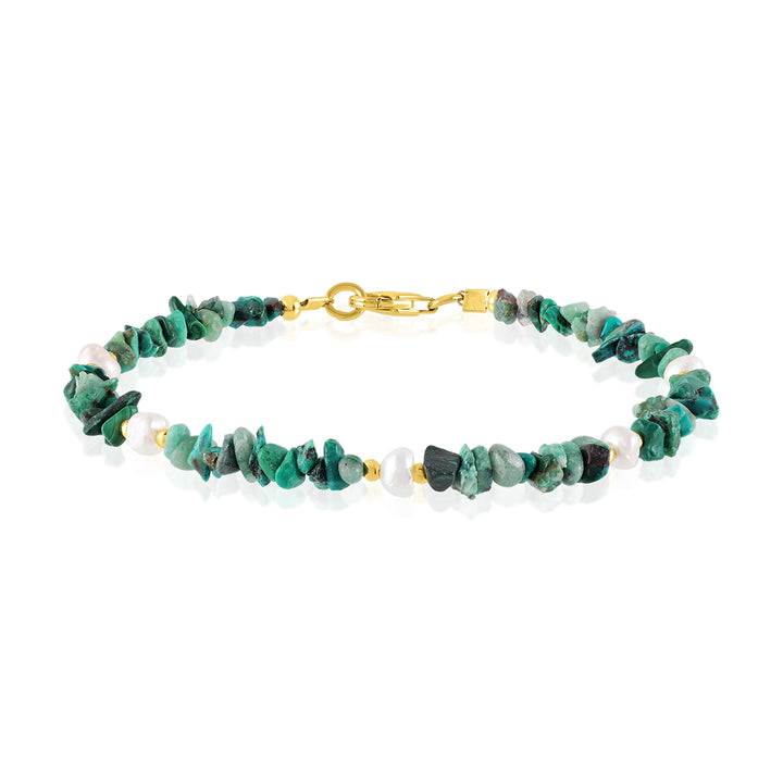 Chrysocolla and Pearl Silver Bracelet - Serenity & Purity