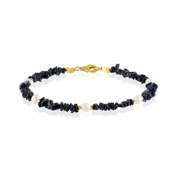 Blue Sapphire and Pearl Silver Bracelet - Wisdom & Purity