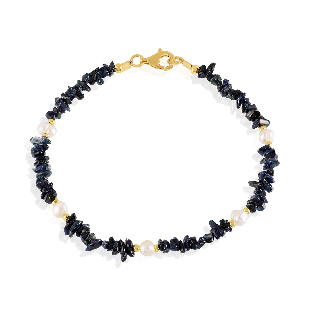 Blue Sapphire and Pearl Silver Bracelet - Wisdom & Purity