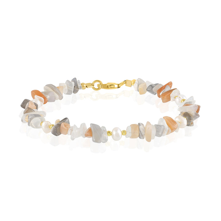 Multi Moonstone and Pearl Silver Bracelet - Harmony & Purity