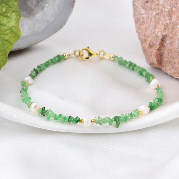 Tsavorite and Pearl Silver Bracelet - Abundance & Purity