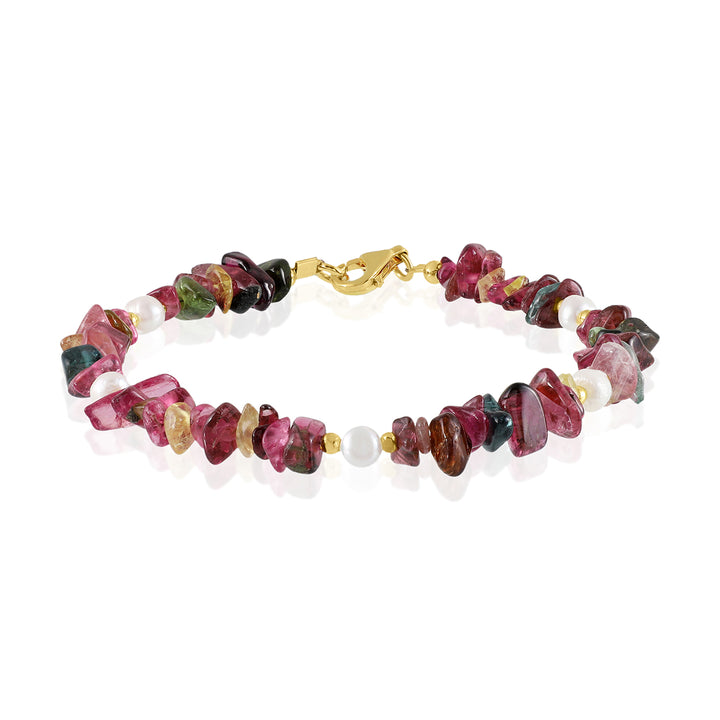 Multi Tourmaline and Pearl Silver Bracelet - Protection & Purity