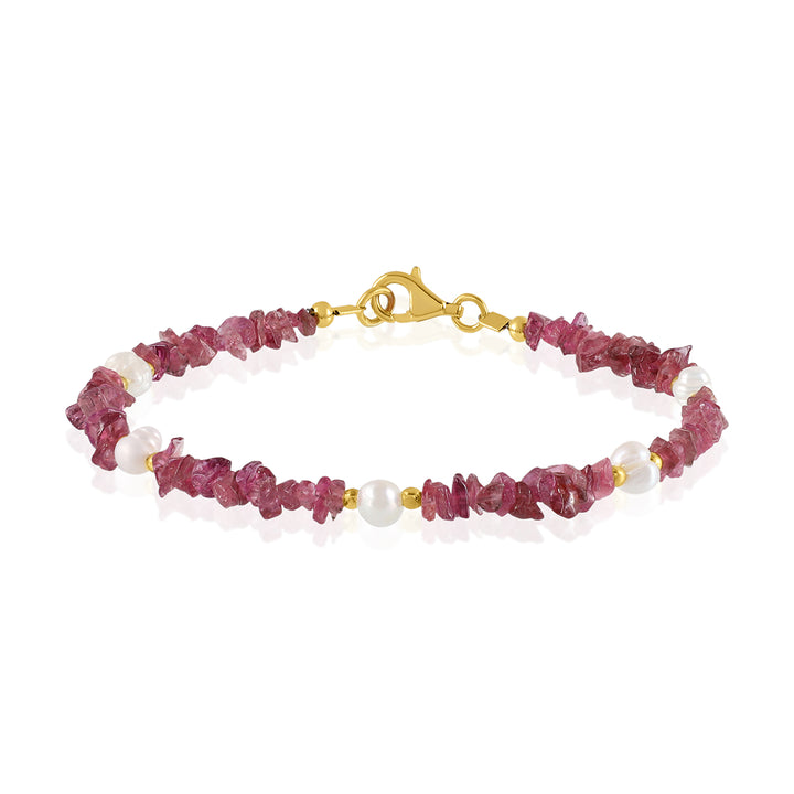 Pink Tourmaline and Pearl Silver Bracelet - Love & Purity