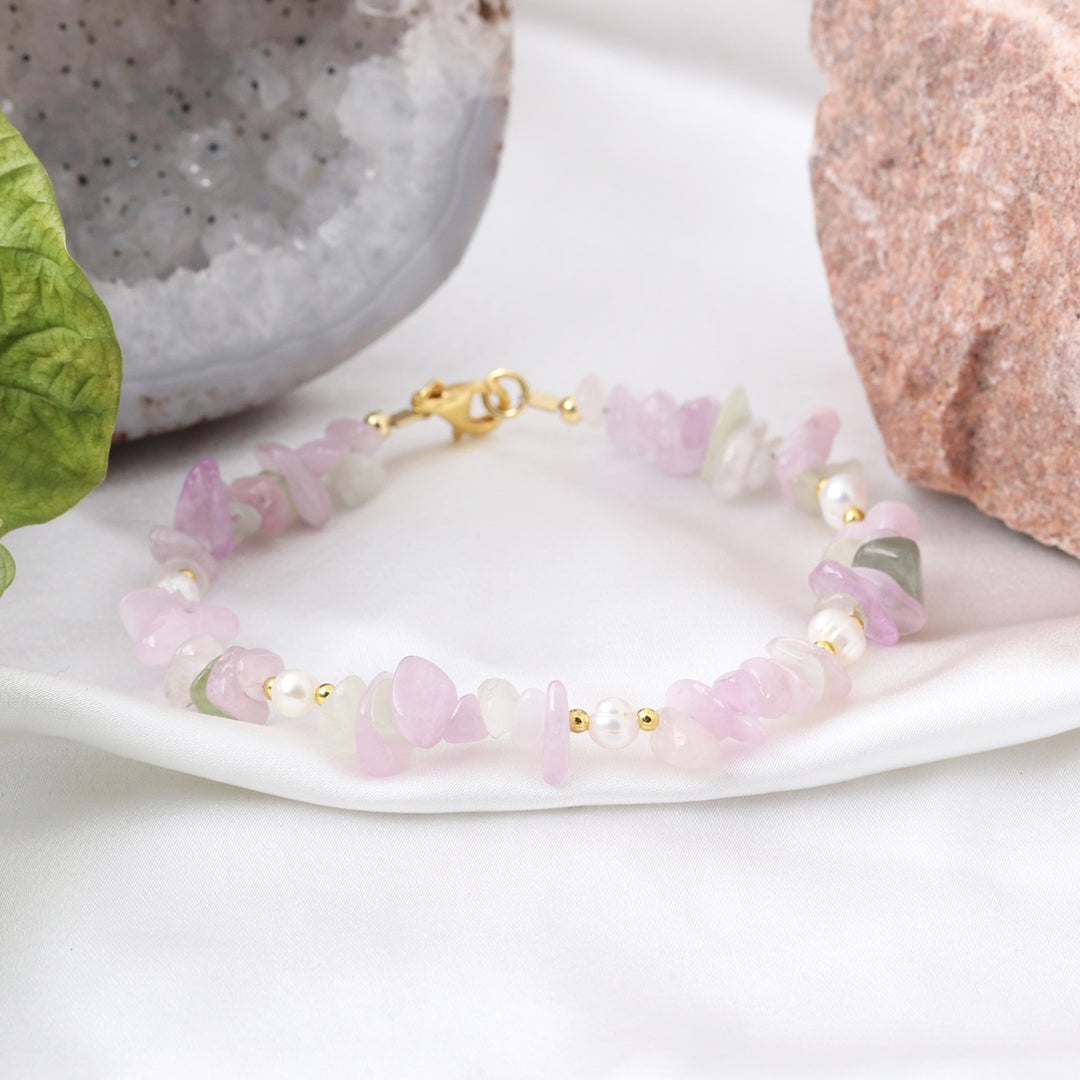 Kunzite and Pearl Silver Bracelet - Love & Serenity