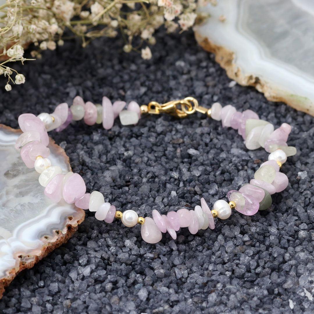 Kunzite and Pearl Silver Bracelet - Love & Serenity