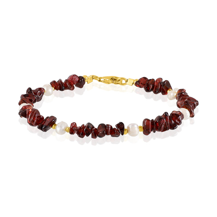 Garnet and Pearl Silver Bracelet - Passion & Purity