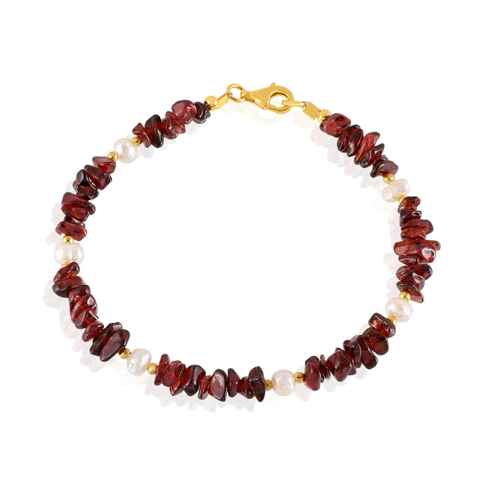 Garnet and Pearl Silver Bracelet - Passion & Purity