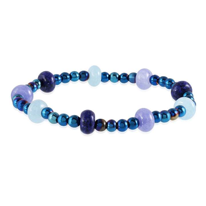 Blue Quartz & Hematite Stretch Bracelet