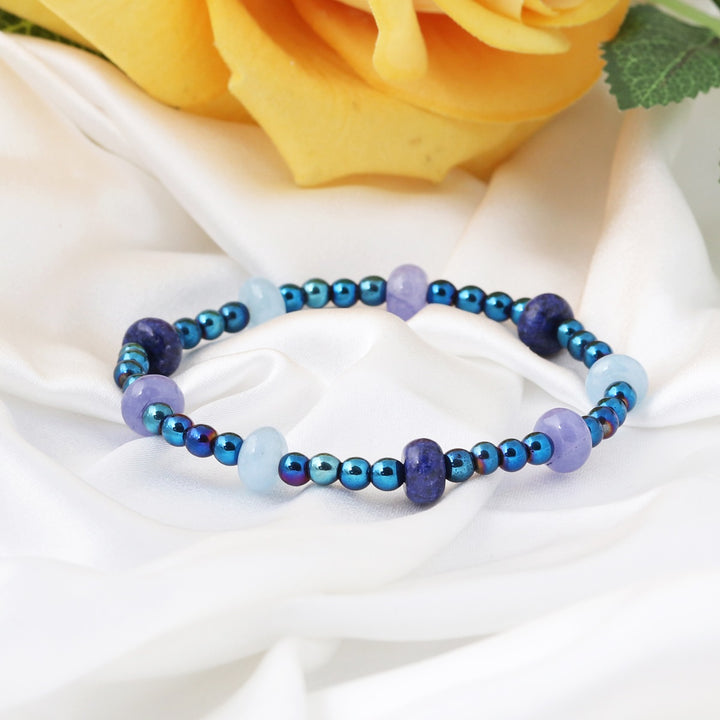 Blue Quartz & Hematite Stretch Bracelet