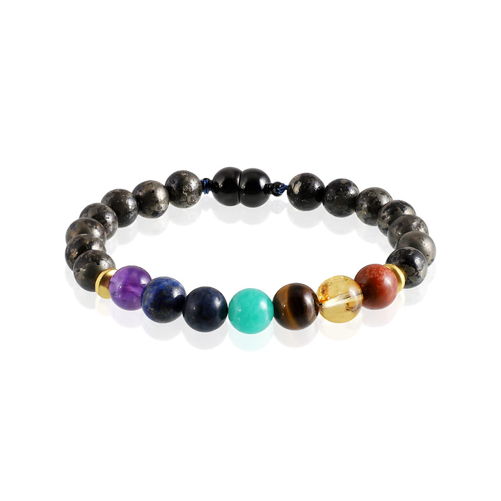 Pyrite 7 Chakra Magnetic Lock Bracelet