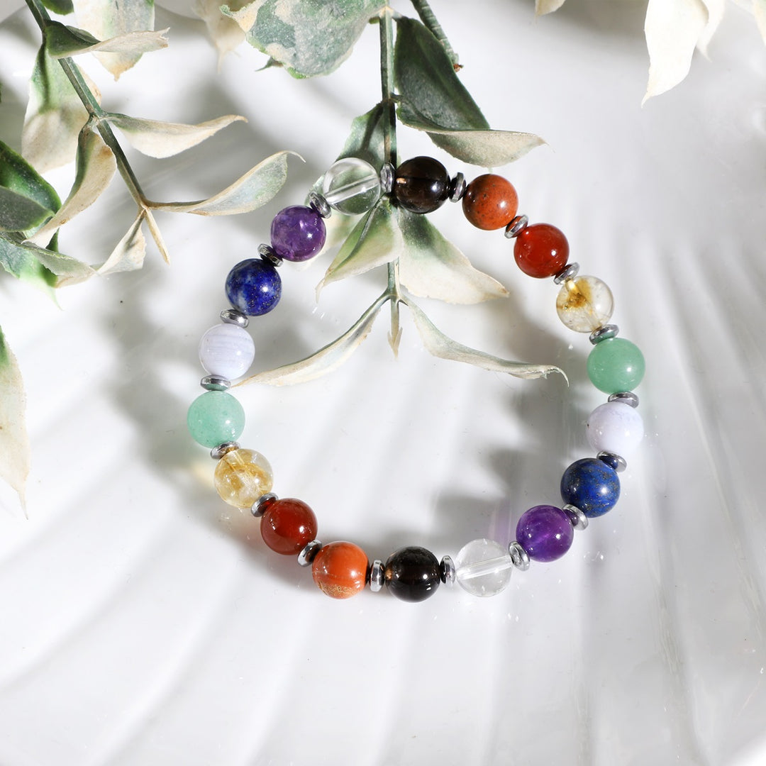 9 Chakra Healing Natural Gemstone Bracelet - 8 MM Beads