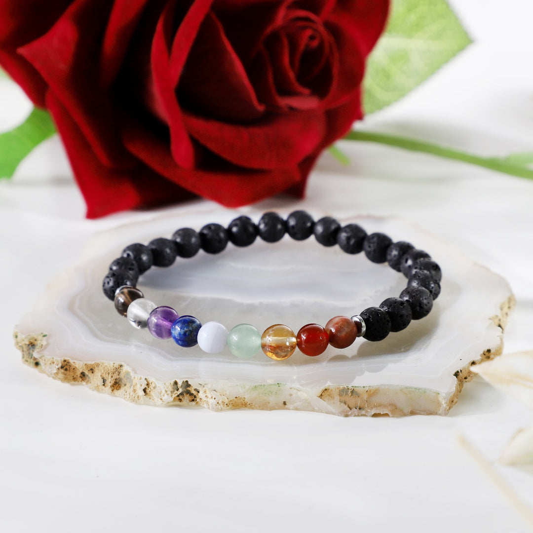 9 Chakra Healing Lava Gemstone Bracelet | Unisex