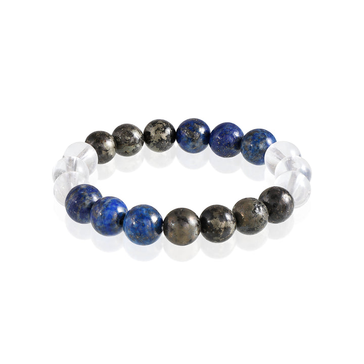 Clear Quartz, Lapis Lazuli, and Pyrite Stretch Bracelet