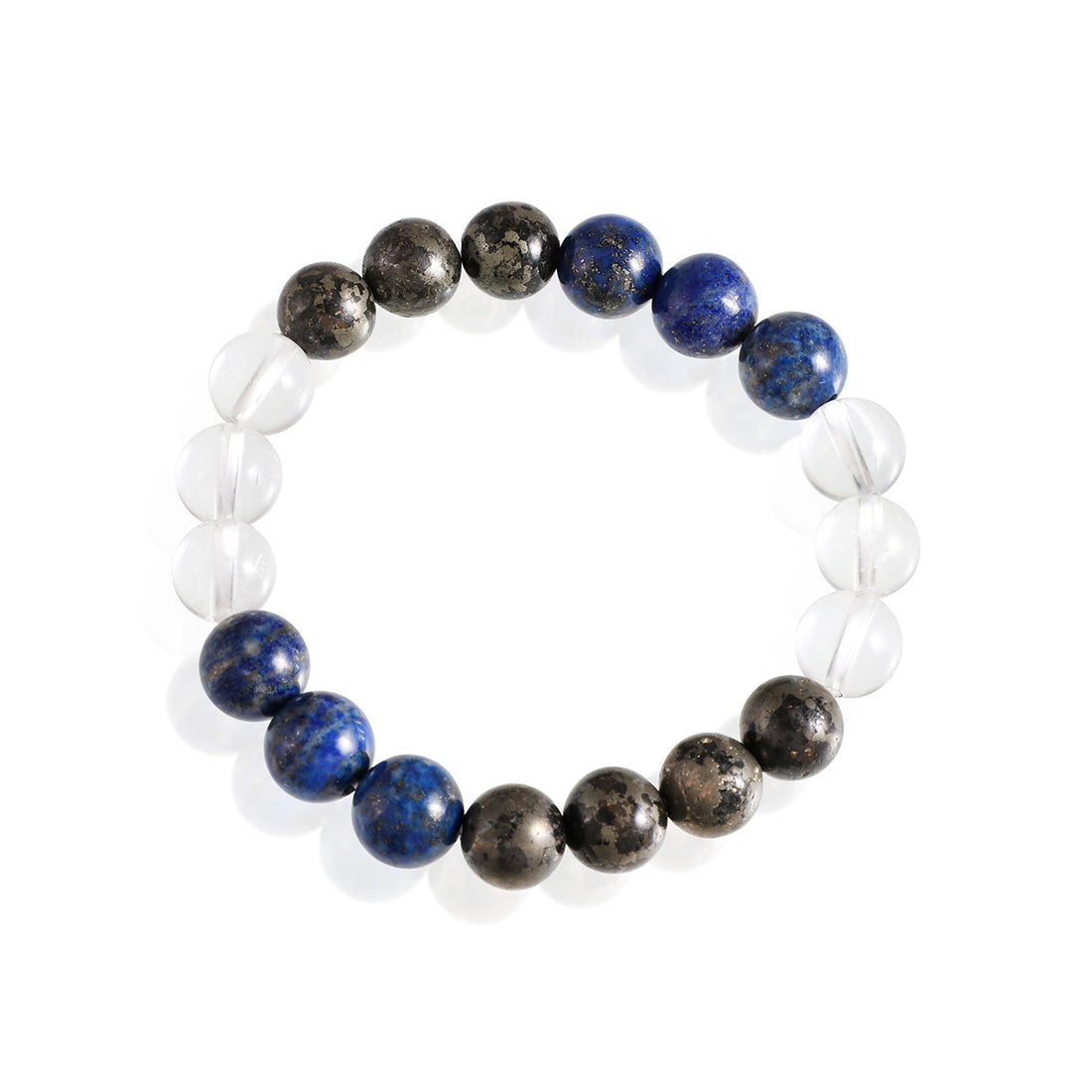 Clear Quartz, Lapis Lazuli, and Pyrite Stretch Bracelet