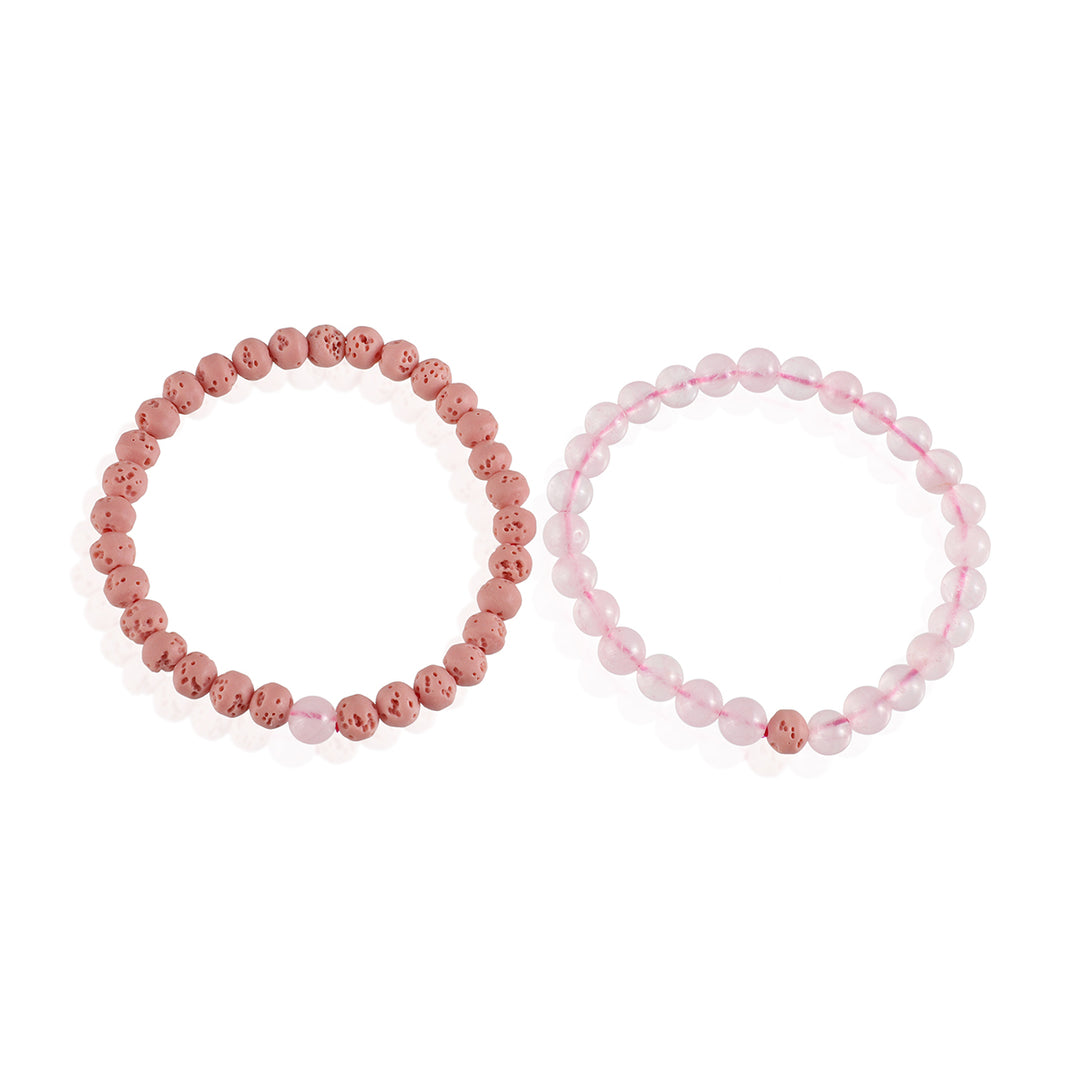 Rose Quartz and Pink Lava Bracelet Combo