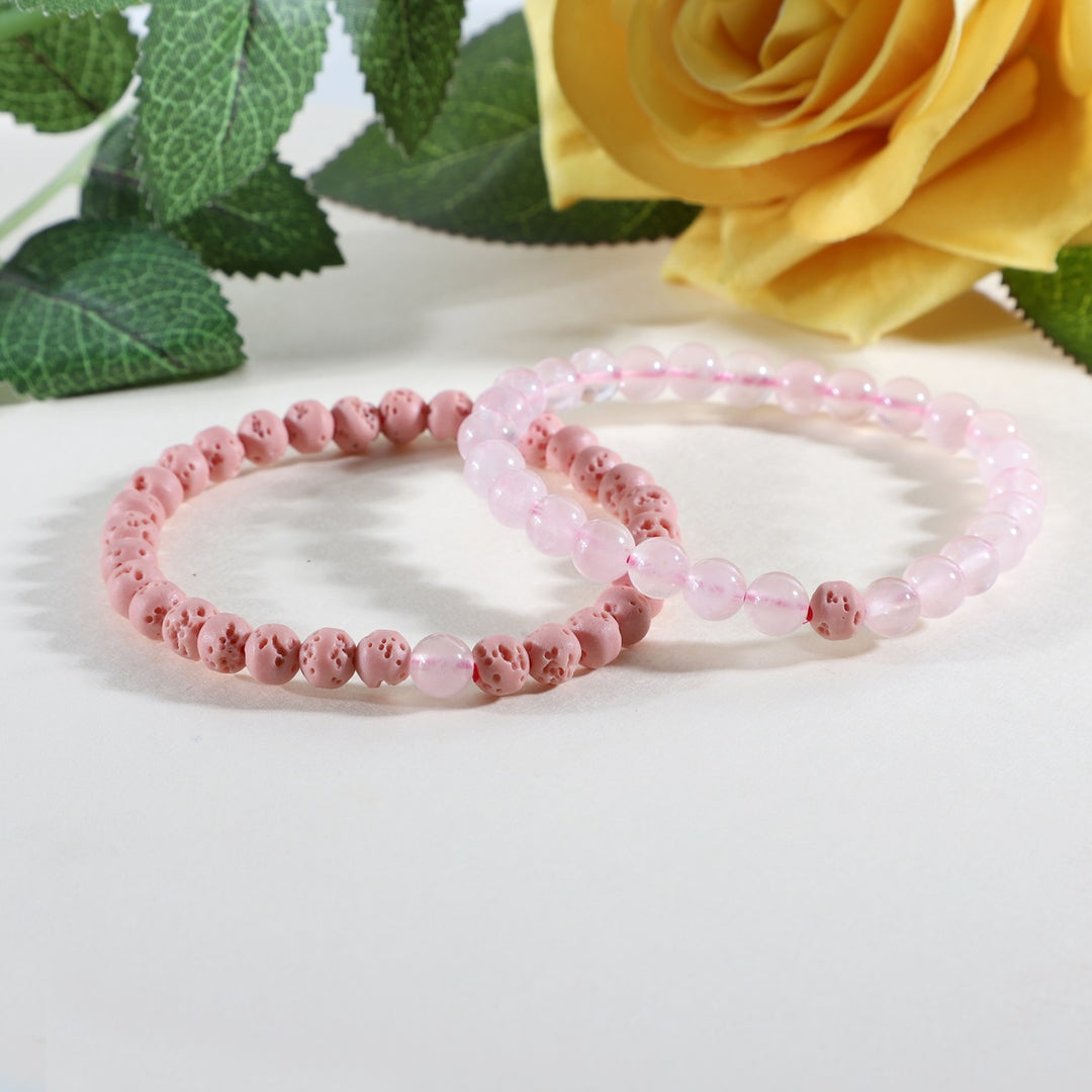 Rose Quartz and Pink Lava Bracelet Combo