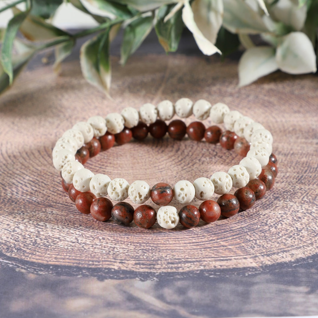 Red Jasper and Lava Bracelet Combo