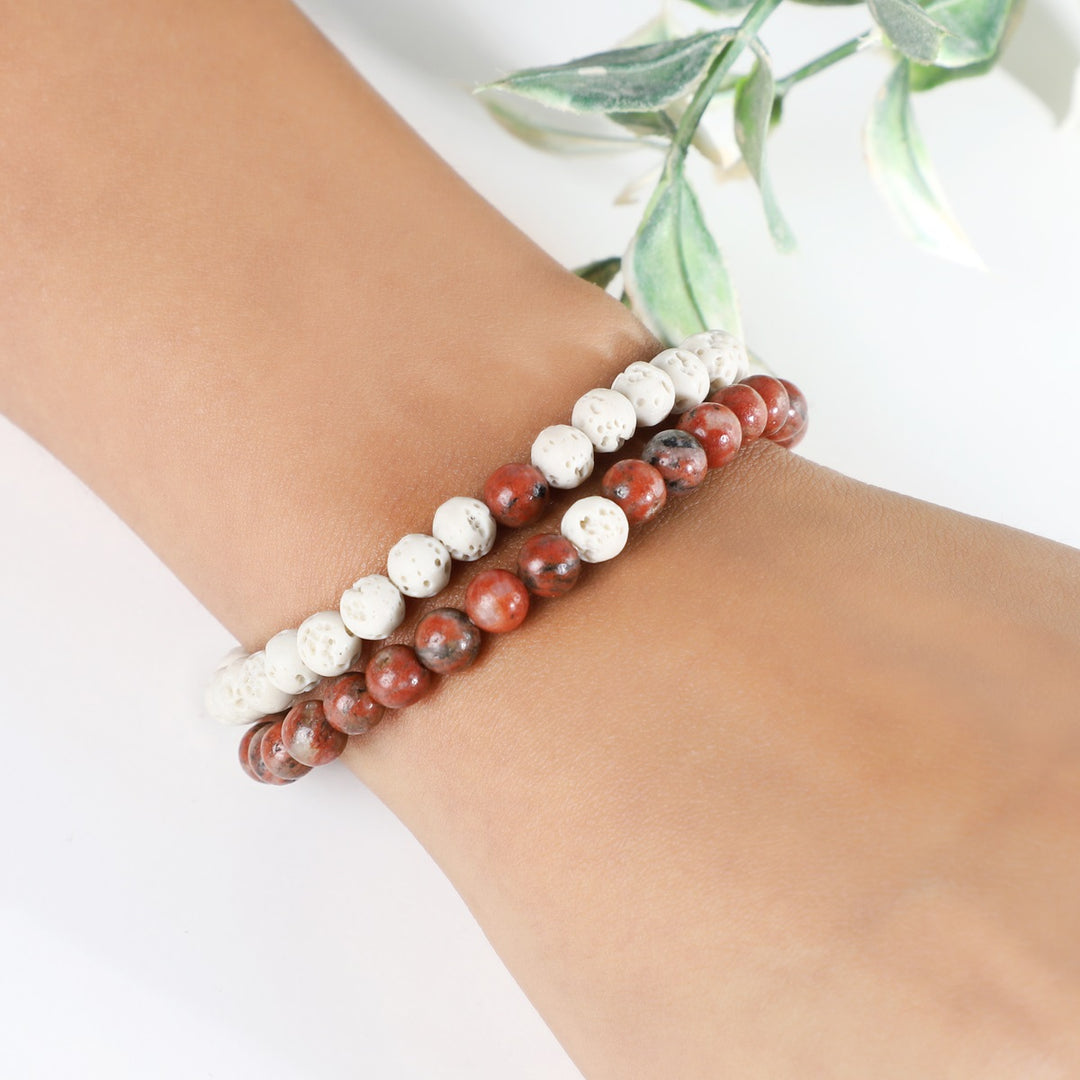 Red Jasper and Lava Bracelet Combo