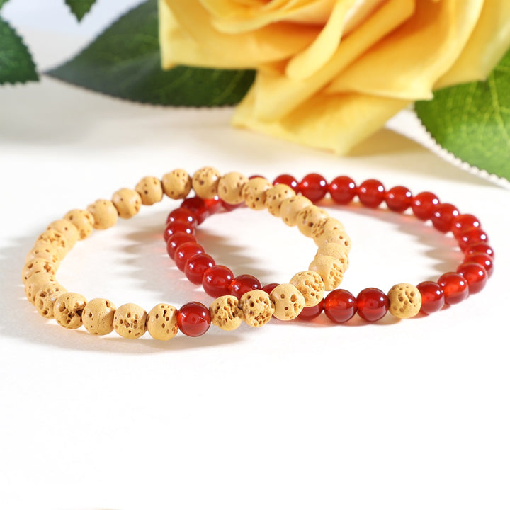 Carnelian and Yellow Lava Bracelet Combo