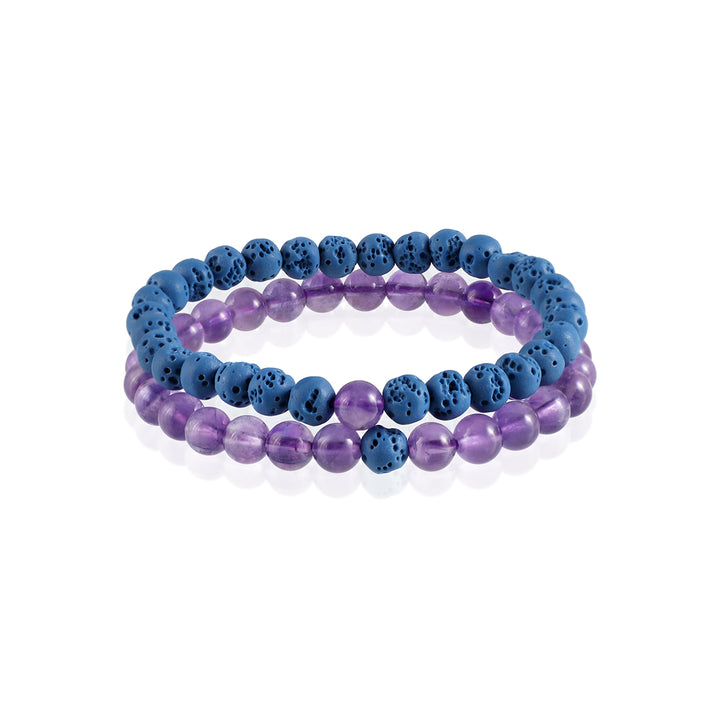 Amethyst and Blue Lava Bracelet Combo