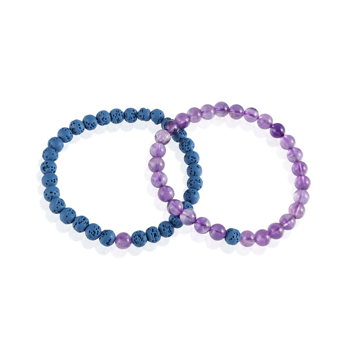 Amethyst and Blue Lava Bracelet Combo