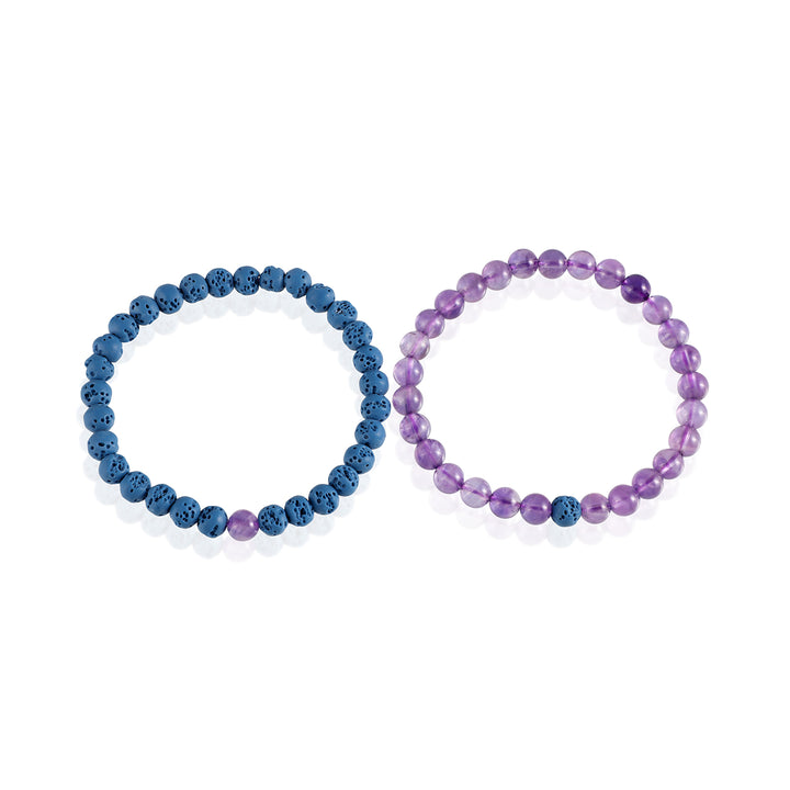 Amethyst and Blue Lava Bracelet Combo