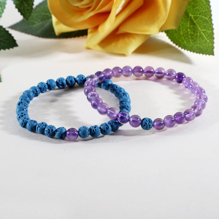 Amethyst and Blue Lava Bracelet Combo