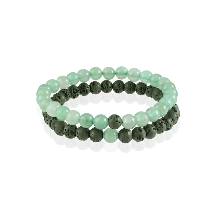 Green Aventurine and Lava Bracelet Combo