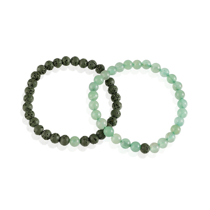 Green Aventurine and Lava Bracelet Combo