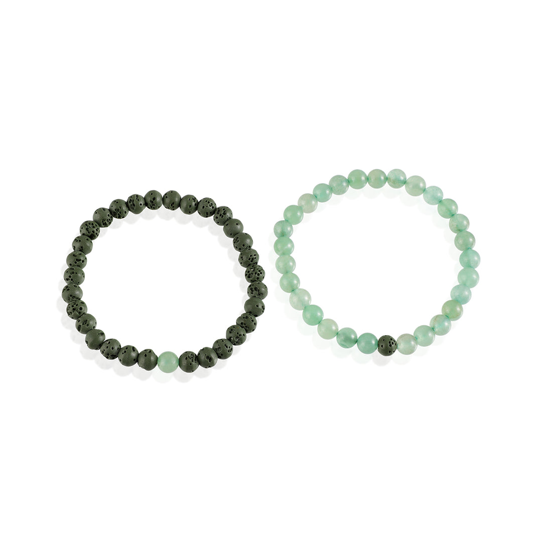 Green Aventurine and Lava Bracelet Combo