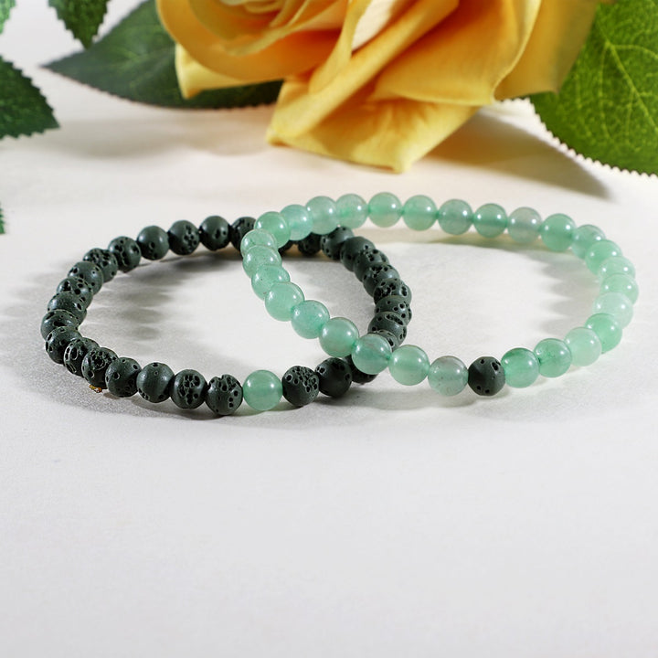 Green Aventurine and Lava Bracelet Combo