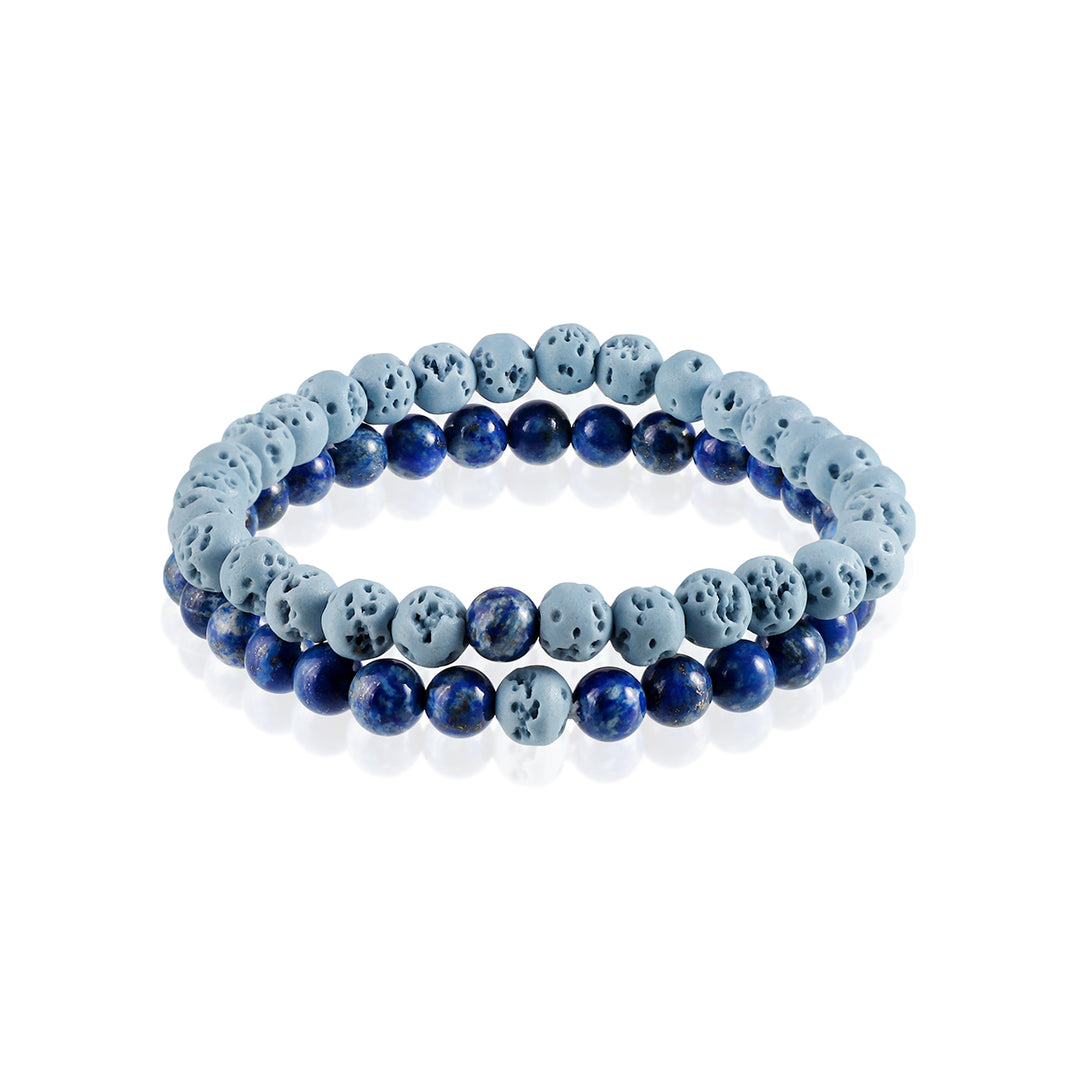 Lapis Lazuli and Blue Lava Bracelet Combo