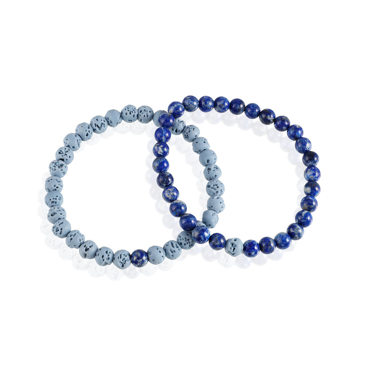 Lapis Lazuli and Blue Lava Bracelet Combo