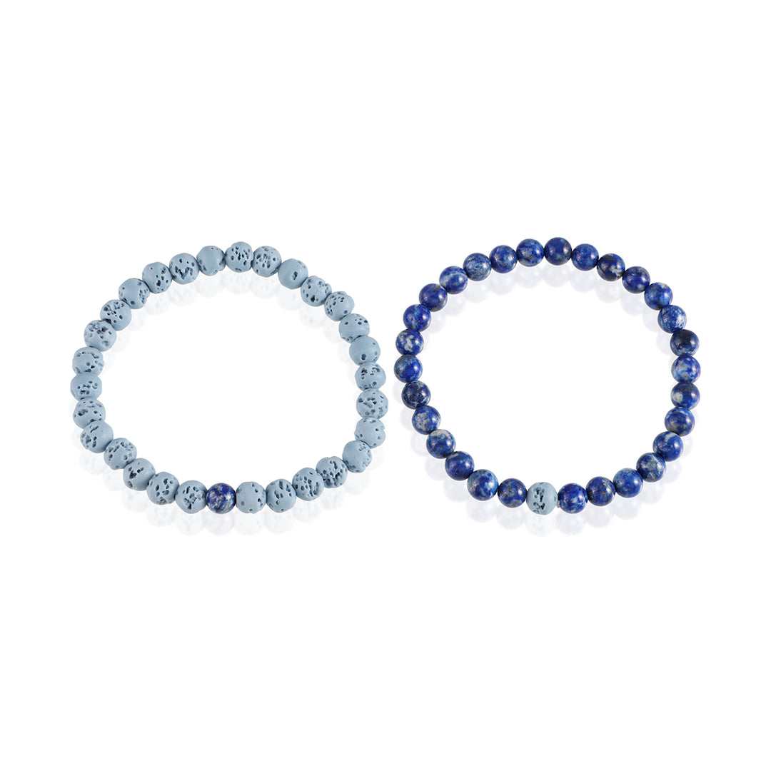 Lapis Lazuli and Blue Lava Bracelet Combo