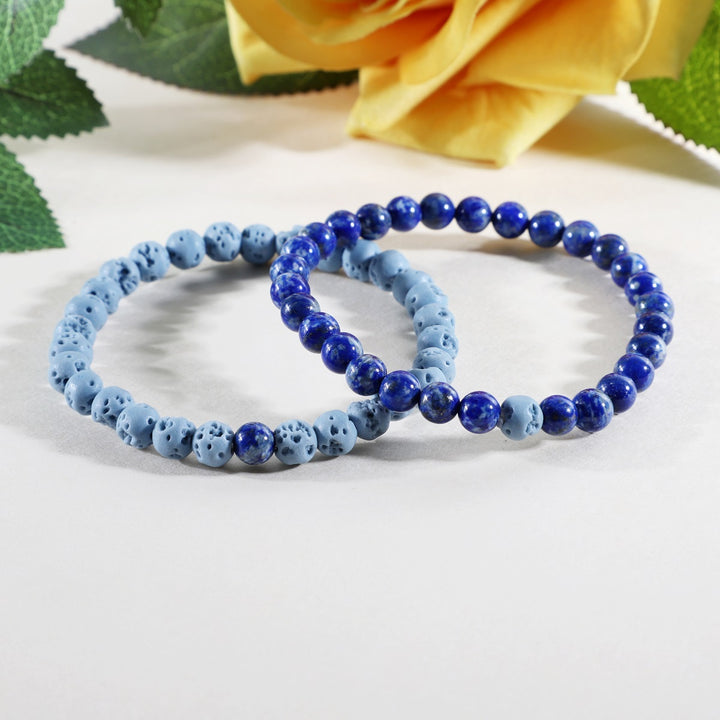 Lapis Lazuli and Blue Lava Bracelet Combo