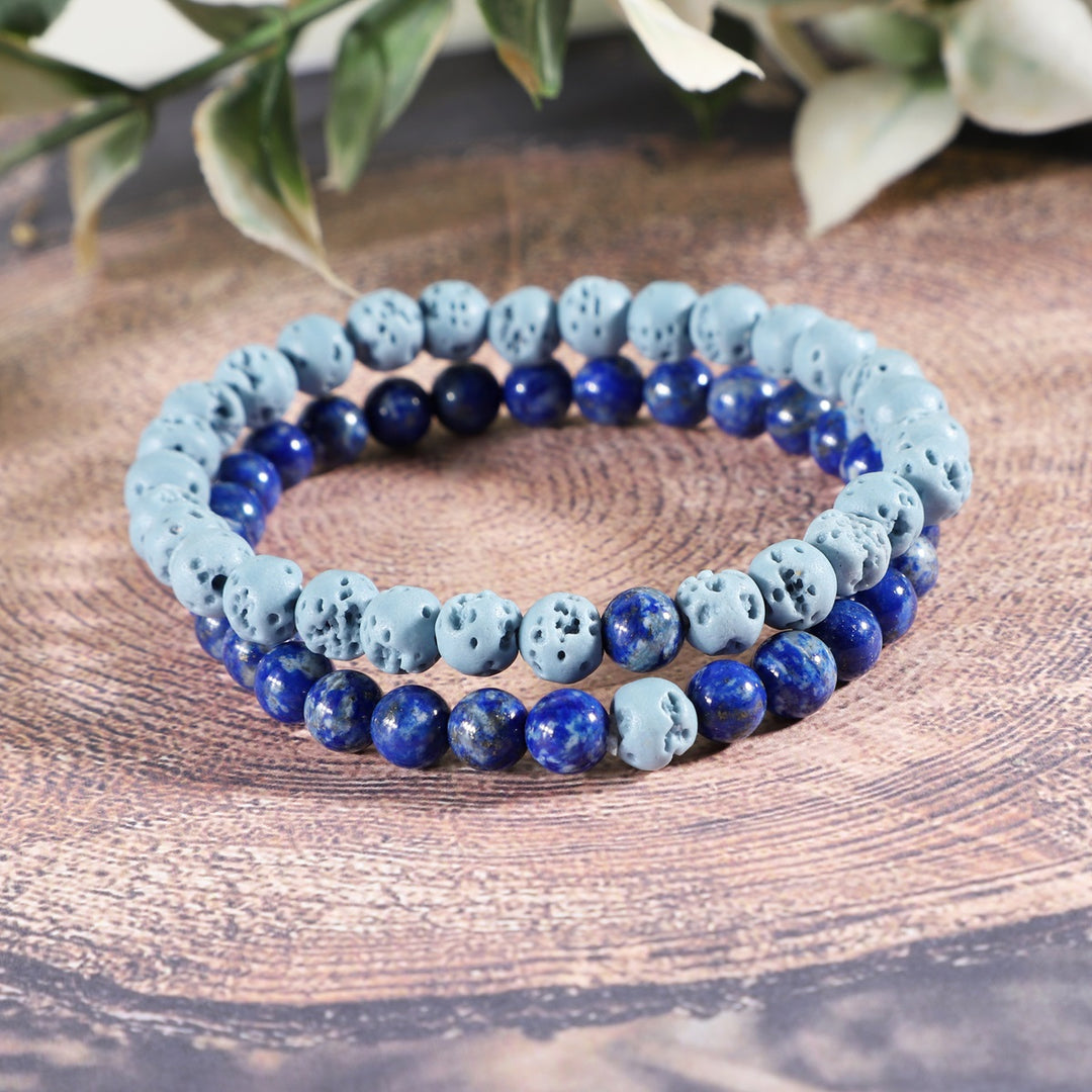 Lapis Lazuli and Blue Lava Bracelet Combo