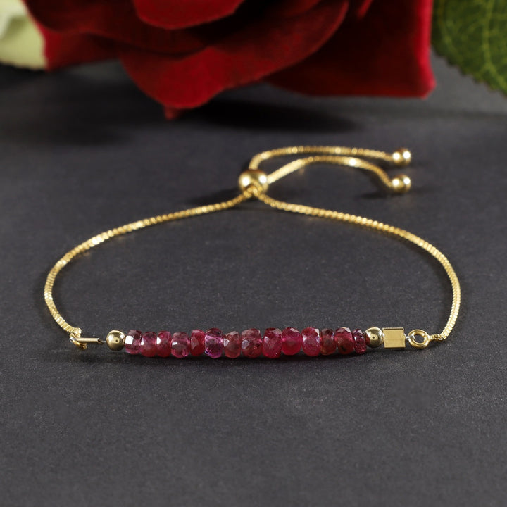 Ruby Silver Bolo Chain Bracelet