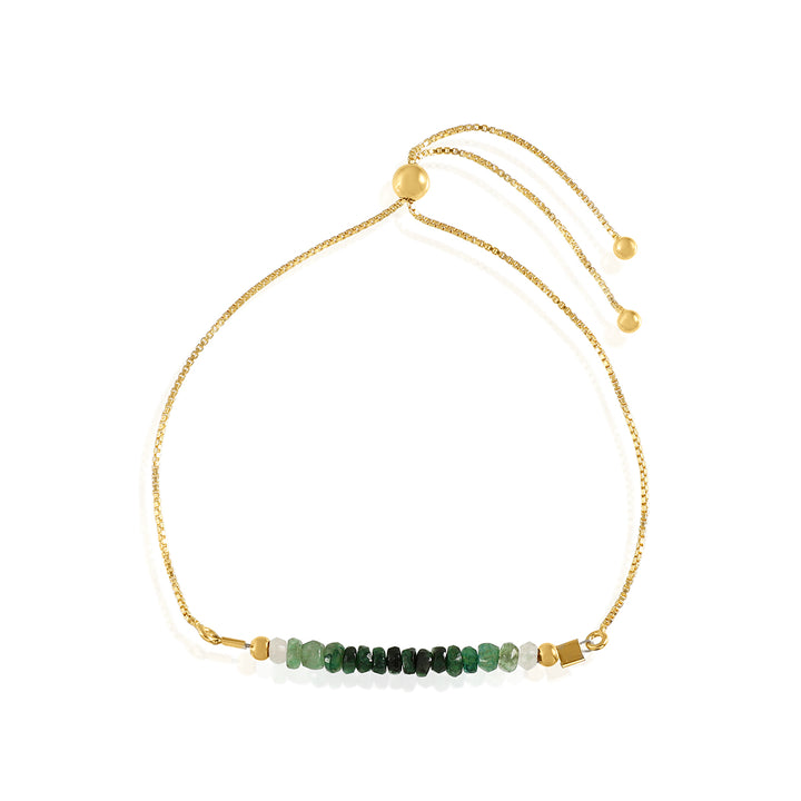 Emerald Silver Bolo Chain Bracelet