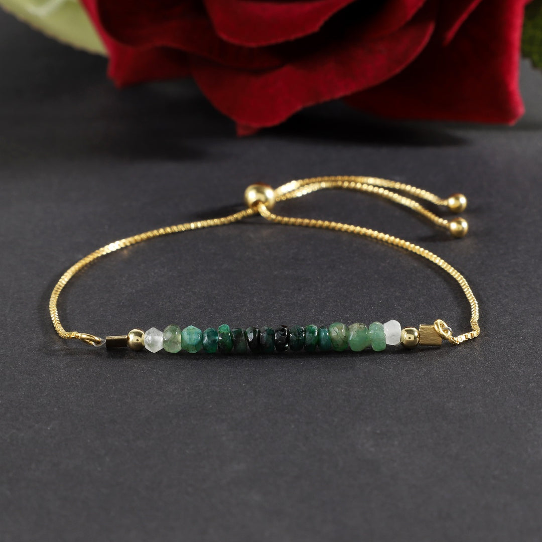 Emerald Silver Bolo Chain Bracelet