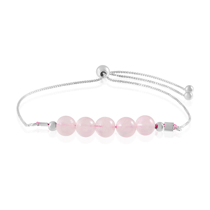 Rose Quartz Silver Bolo Chain Bracelet