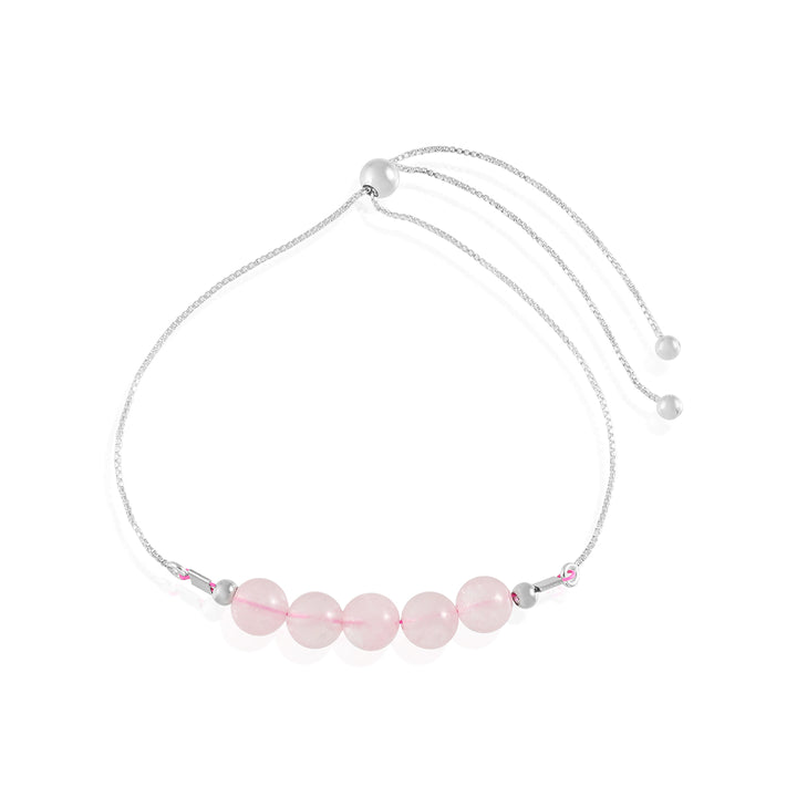 Rose Quartz Silver Bolo Chain Bracelet