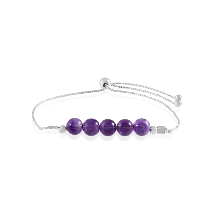 Amethyst Silver Bolo Chain Bracelet