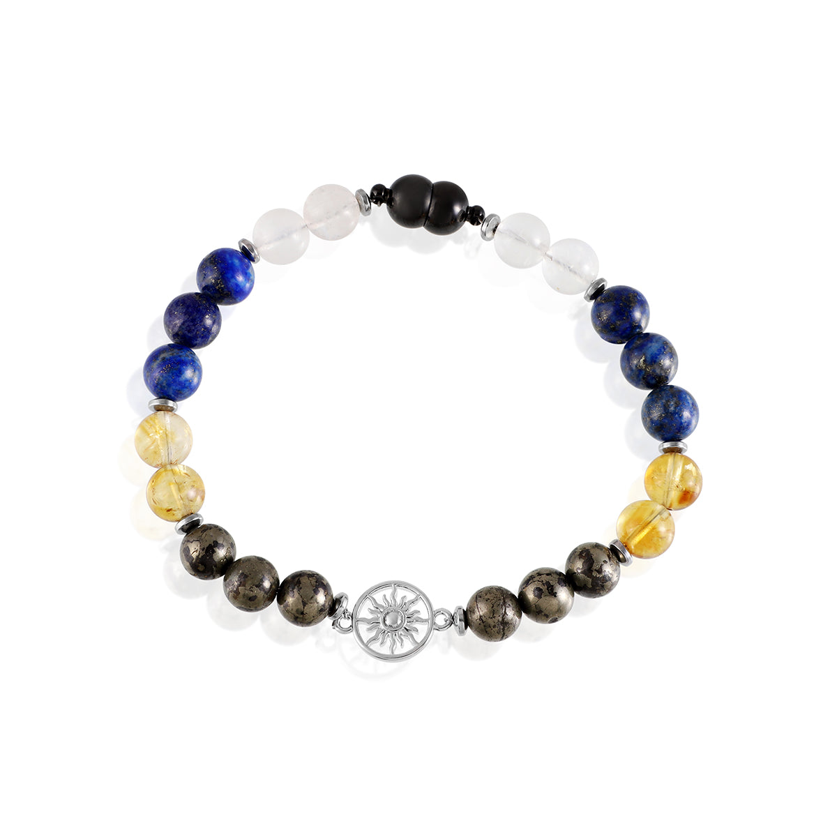 Citrine, Pyrite, Lapis & Moonstone Magnetic Lock Bracelet