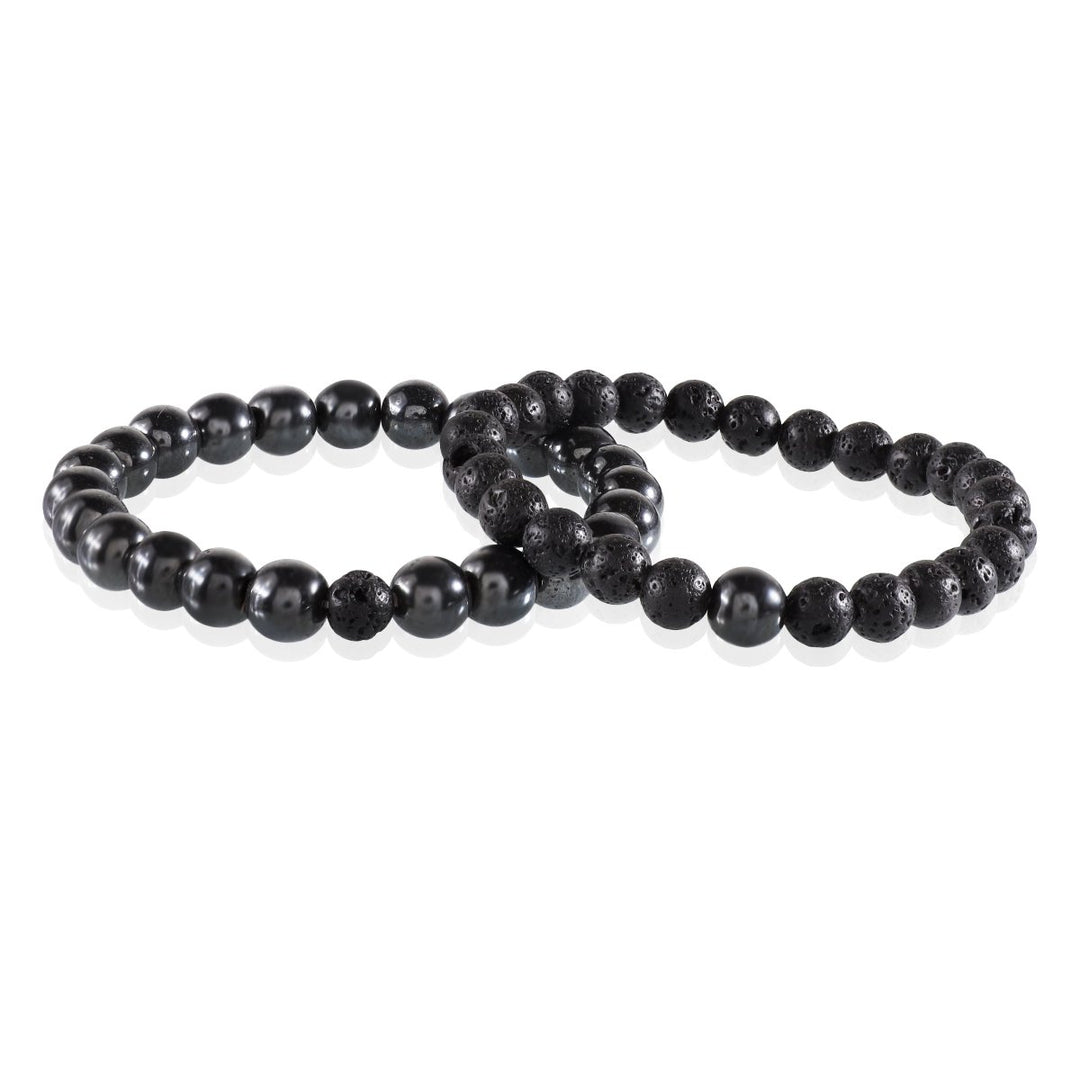 Hematite and Lava Bracelet Combo