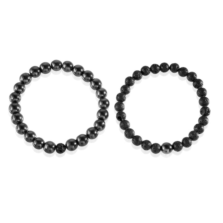 Hematite and Lava Bracelet Combo