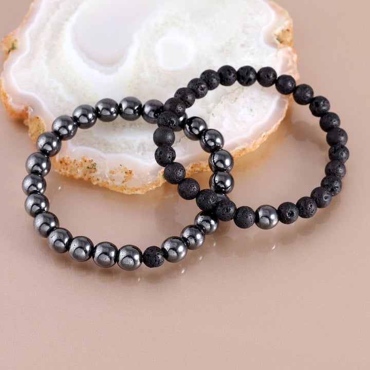 Hematite and Lava Bracelet Combo