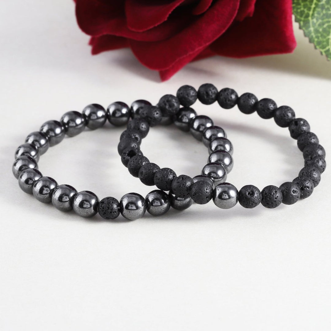 Hematite and Lava Bracelet Combo