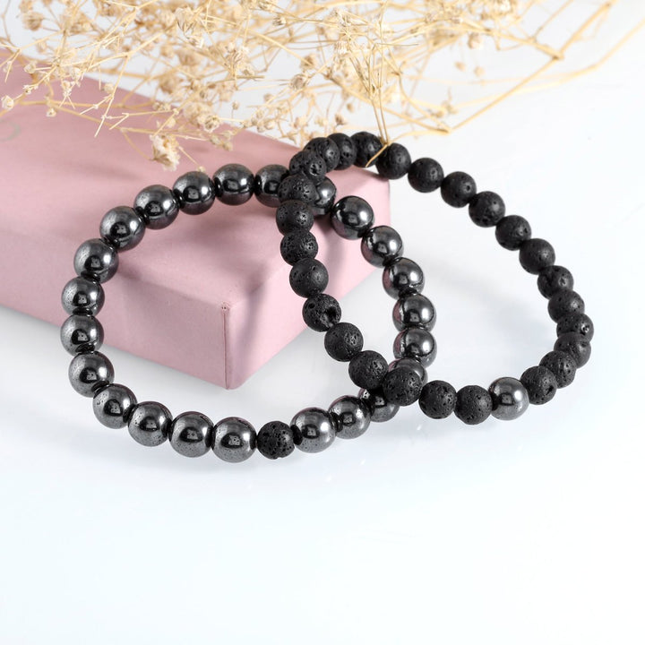 Hematite and Lava Bracelet Combo